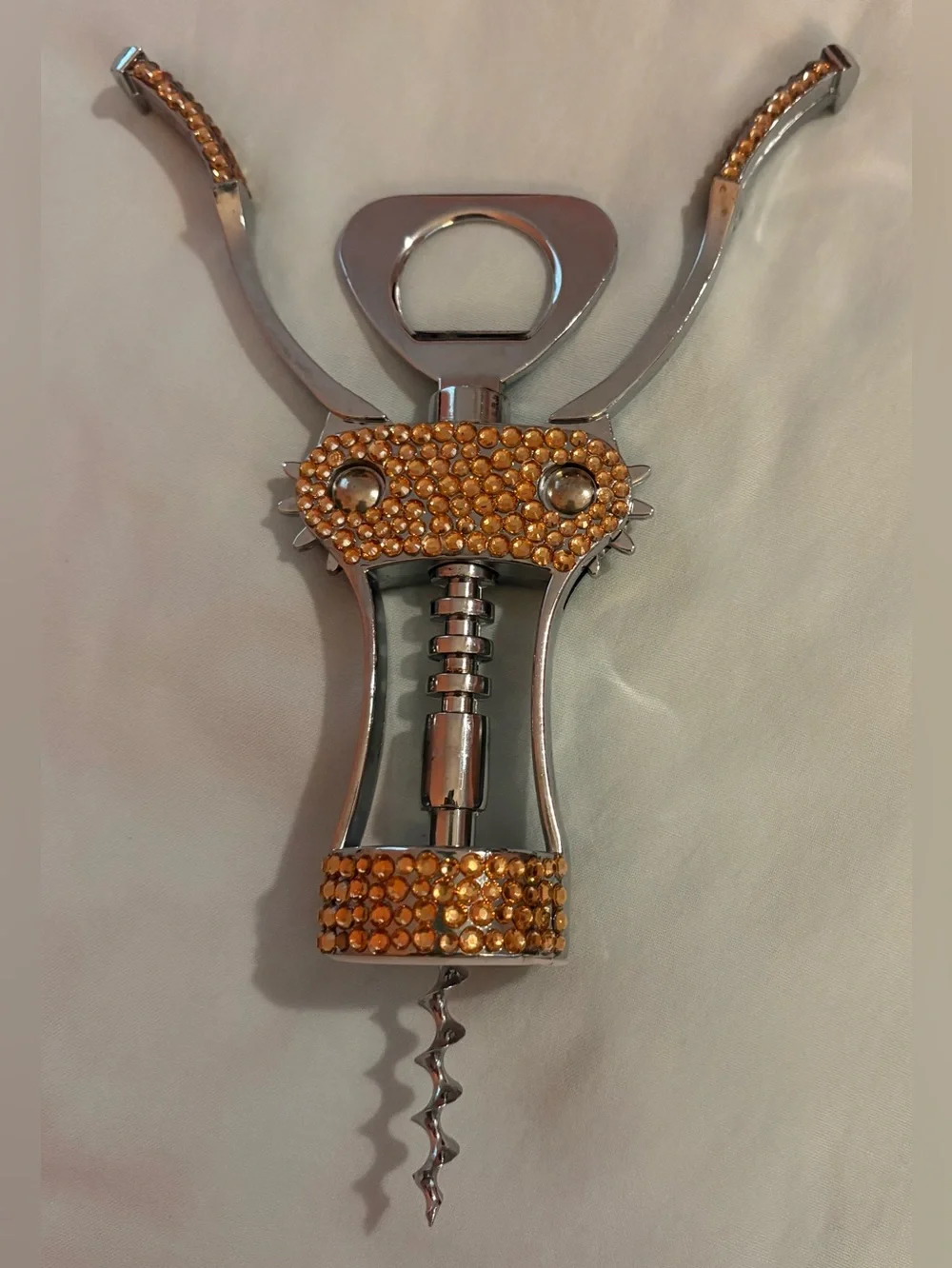 Crystal-Embellished Winged Corkscrew